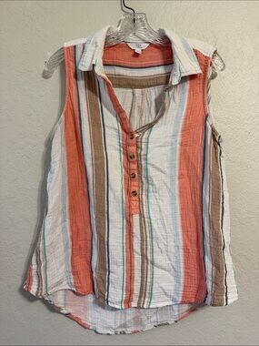 Soft cotton striped sleeveless shirt